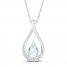 Aquamarine Necklace 1/15 ct tw Diamonds 10K White Gold