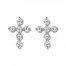 Diamond Cross Earrings 1/20 ct tw Round-cut Sterling Silver