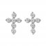 Diamond Cross Earrings 1/20 ct tw Round-cut Sterling Silver
