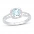 Aquamarine Ring 1/10 ct tw Diamonds 10K White Gold