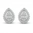 Diamond Stud Earrings 1/3 ct tw Round/Baguette-Cut 10K White Gold