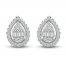 Diamond Stud Earrings 1/3 ct tw Round/Baguette-Cut 10K White Gold