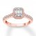 Diamond Engagement Ring 3/4 ct tw Round/Baguette 14K Rose Gold