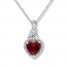 Lab-Created Ruby Necklace 1/20 ct tw Diamonds Sterling Silver