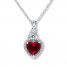 Lab-Created Ruby Necklace 1/20 ct tw Diamonds Sterling Silver