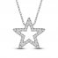 Diamond Star Necklace 1/10 ct tw Round-cut 10K White Gold 18"