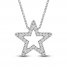 Diamond Star Necklace 1/10 ct tw Round-cut 10K White Gold 18"