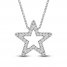 Diamond Star Necklace 1/10 ct tw Round-cut 10K White Gold 18"