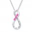 Infinity Necklace Lab-Created Pink Sapphires Sterling Silver