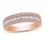 Diamond Anniversary Ring 1/2 ct tw Round/Baguette 10K Rose Gold