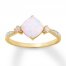 Lab-Created Opal Ring with Diamonds 10K Yellow Gold