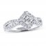Leo Diamond Engagement Ring 1 ct tw Princess/Round 14K White Gold
