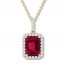 Lab-Created Ruby Necklace Lab-Created Sapphires 10K Yellow Gold