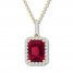 Lab-Created Ruby Necklace Lab-Created Sapphires 10K Yellow Gold