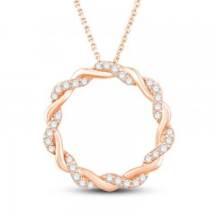 Circle of Gratitude Diamond Necklace 3/8 ct tw Round-cut 10K Rose Gold 19"