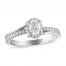 Diamond Engagement Ring 3/4 ct tw Oval/Round 14K White Gold