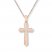 Diamond Cross Necklace 1/6 ct tw Round-cut 10K Rose Gold