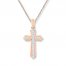Diamond Cross Necklace 1/6 ct tw Round-cut 10K Rose Gold