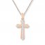 Diamond Cross Necklace 1/6 ct tw Round-cut 10K Rose Gold