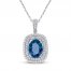 London Blue Topaz & White Lab-Created Sapphire Necklace Sterling Silver 18"