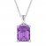 Amethyst & White Topaz Necklace Octagon/Round-Cut Sterling Silver 18"