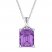 Amethyst & White Topaz Necklace Octagon/Round-Cut Sterling Silver 18"