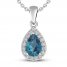 London Blue Topaz & White Lab-Created Sapphire Necklace Sterling Silver 18"