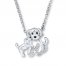 Dog and Pup Necklace 1/20 ct tw Diamonds Sterling Silver