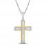 Men's Diamond Cross Necklace 1/10 ct tw Stainless Steel/Yellow Ion Plating 24"