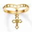 Dangle Ring Cross Charm 14K Yellow Gold