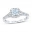 First Light Diamond Engagement Ring 3/4 ct tw Princess/Round 14K White Gold