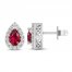 Lab-Created Ruby & White Lab-Created Sapphire Earrings Sterling Silver