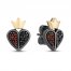 Disney Treasures Alice in Wonderland 'Red Queen' Diamond & Garnet Earrings 1/10 ct tw Sterling Silver/10K Yellow Gold