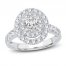 Multi-Diamond Engagement Ring 1-1/2 ct tw Oval/Round-Cut 14K White Gold