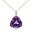 Amethyst & Diamond Necklace Round-cut 10K Yellow Gold 18"