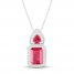 Lab-Created Ruby & White Lab-Created Sapphire Necklace Sterling Silver 18"