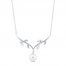 Cultured Pearl & White Lab-Created Sapphire Vine Necklace Sterling Silver 18"