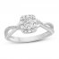 Diamond Fashion Ring 1/4 ct tw Round/Baguette 10K White Gold