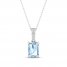 Aquamarine & White Lab-Created Sapphire Necklace Sterling Silver 18"
