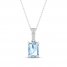 Aquamarine & White Lab-Created Sapphire Necklace Sterling Silver 18"