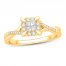 Diamond Engagement Ring 1/3 cttw Princess/Round 10K Yellow Gold