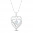 Lab-Created Opal & Diamond Heart Necklace Sterling Silver 18"