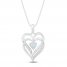 Lab-Created Opal & Diamond Heart Necklace Sterling Silver 18"
