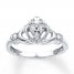 Claddagh Ring Diamond Accents Sterling Silver