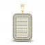 Men's Diamond Dog Tag Charm 1 ct tw Baguette & Round-cut 10K Yellow Gold