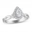 Diamond Engagement Ring 5/8 ct tw Pear/Round-cut in 14K White Gold