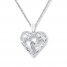 Diamond Heart Necklace 1/10 ct tw Round-cut Sterling Silver