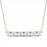 White Lab-Created Sapphire Bar Necklace Sterling Silver 18"