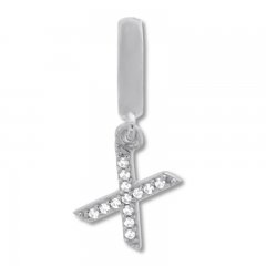 True Definition Letter X Initial Charm 1/20 ct tw Diamonds Sterling Silver