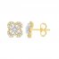 Diamond Clover Earrings 1/3 ct tw Round/Baguette 10K Yellow Gold
